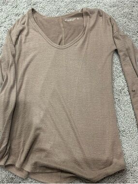 Abercrombie & Fitch Taupe Long-Sleeve V-Neck Top
